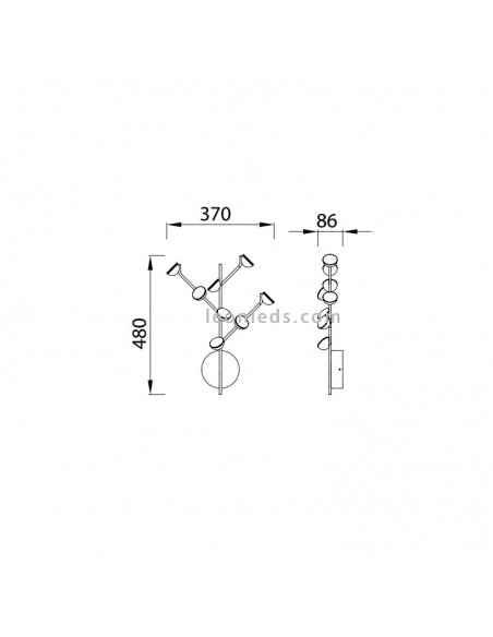Mede candeeiro de parede 24W da série ADN da Mantra Ilumiación 6264 ao melhor preço | Leon Iluminação LED