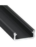 Perfil de Aluminio LED Tipo D Negro Lacado 2,02m Superficie Slim para Tiras 10mm