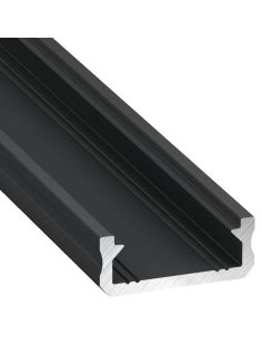 Perfil de Aluminio LED Tipo D Negro Lacado 2,02m Superficie Slim para Tiras 10mm
