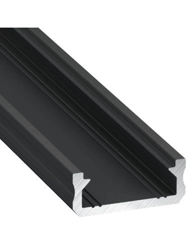 Perfil de Aluminio LED Tipo D Negro Lacado 2,02m Superficie Slim para Tiras 10mm