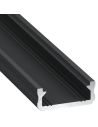 Perfil de Aluminio LED Tipo D Negro Lacado 2,02m Superficie Slim para Tiras 10mm