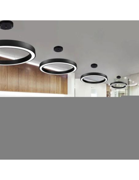 Suspension LED ronde noire HL-5575, Ø 1200 mm, 80 W/120 W/150 W - 3000 K/4000 K/5700 K