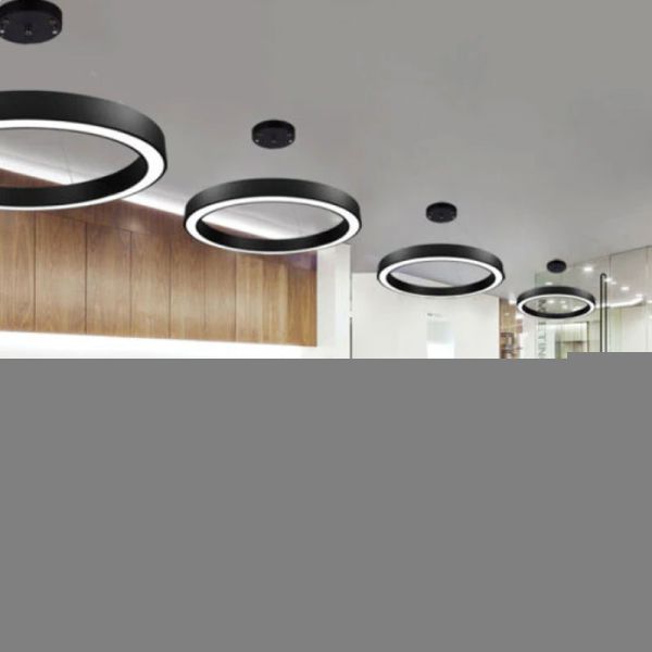 Luminária pendente LED redonda preta HL-5575, Ø1200mm 80W/120W/150W - 3000K/4000K/5700K