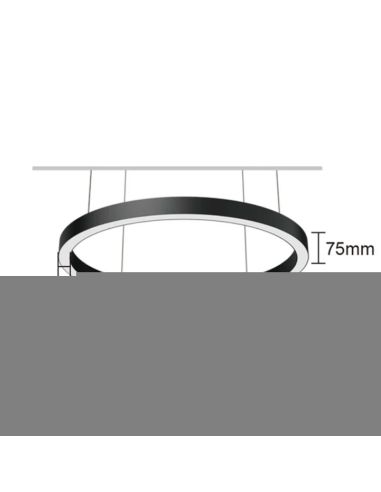 Luminária pendente LED redonda preta HL-5575, Ø1200mm 80W/120W/150W - 3000K/4000K/5700K