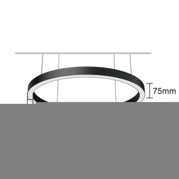 Luminária pendente LED redonda preta HL-5575, Ø1200mm 80W/120W/150W - 3000K/4000K/5700K