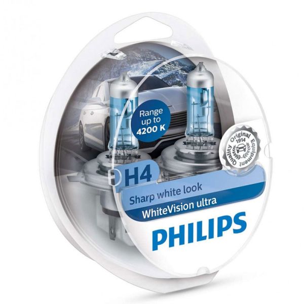 Bombillas H4 luz mas blanca Whitevision Ultra