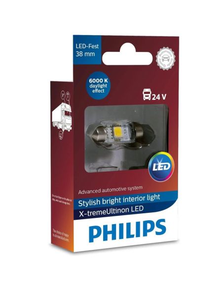 Bombilla Festoon 38mm 12V 10W SV8.5 Philips Standard Interior y Matrícula