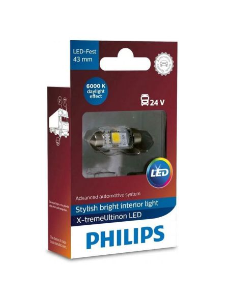 Bombilla LED Festoon 43mm 24V 6000K Philips X-tremeUltinon Interior Camión