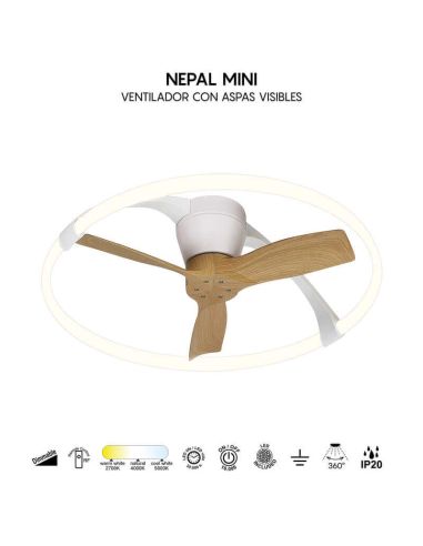 Ventoinha de teto Nepal mini LED...