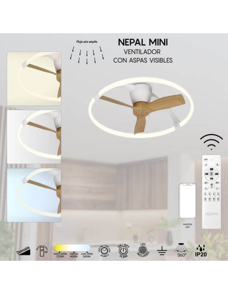 Ficha Técnica Ventilador de techo LED Nepal Haya Mini Mantra 7803 | LeonLeds