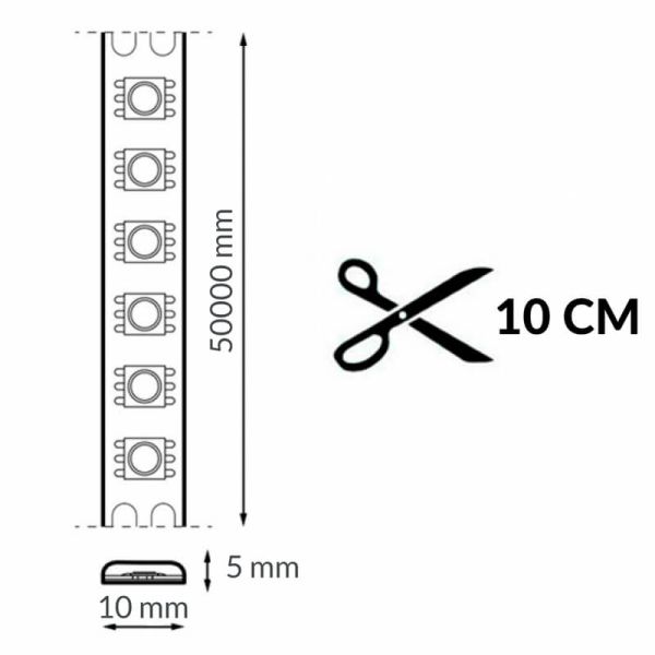 Fita de LED COB, dimensões: 220V, 14W/m, IP67, alta densidade, 520 LEDs/m, CRI90, dimerizável por Triac.