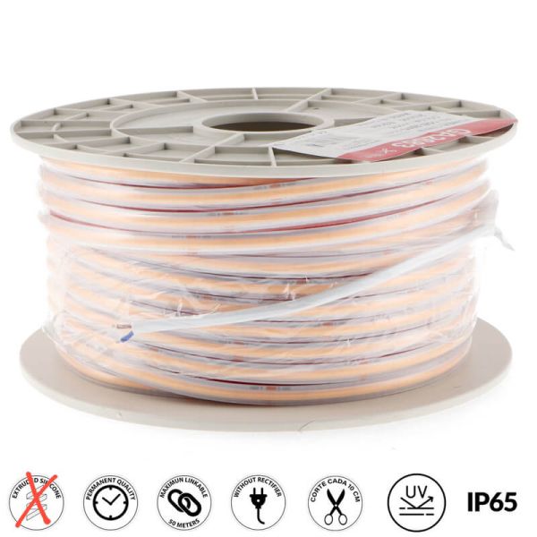 Tira LED COB 220V 10W/m IP65 Haute Densité 260LED/m Régulable Triac Rollo 50m