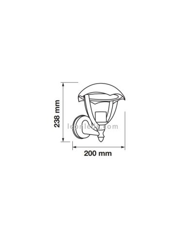 Medidas Aplique de Pared para Jardín estanco en Aluminio Negro para bombilla E27 de Vtac | LeonLeds Iluminación