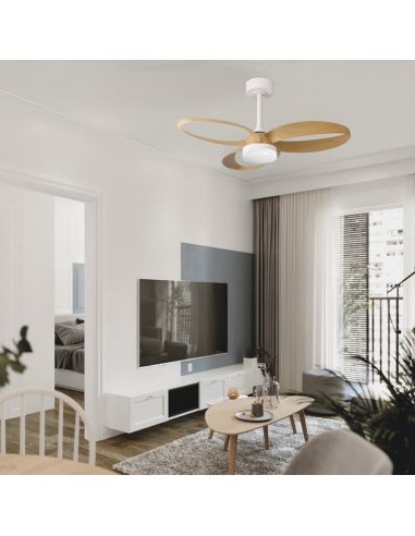 Ambiente Ventilador de Techo DC INFINITY Blanco y Madera 92cm LED 20W Regulable CCT