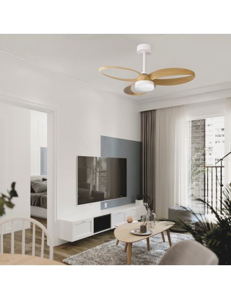 Ambiente Ventilador de Techo DC INFINITY Blanco y Madera 92cm LED 20W Regulable CCT