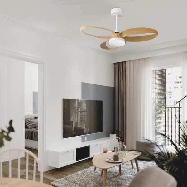 Ambiente Ventilador de Techo DC INFINITY Blanco y Madera 92cm LED 20W Regulable CCT