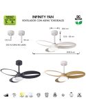 Ventoinha de teto DC INFINITY Série Branco e Madeira 92cm LED 20W Regulável CCT