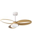 Ventilateur de plafond DC INFINITY, blanc et bois, 92 cm, LED, 20 W, à intensité variable, CCT