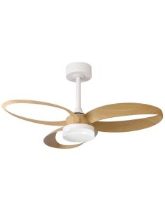 Ventilador de Techo DC INFINITY Blanco y Madera 92cm LED 20W Regulable CCT