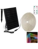 Bande LED solaire extérieure RGB de 20 m, étanche IP65, avec panneau monocristallin et batterie de 20 000 mAh