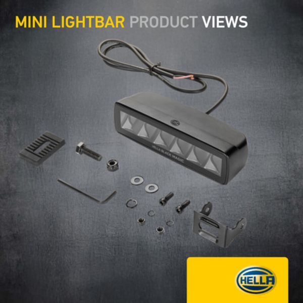 Barra LED rectangular largo alcance Black Magic Cube 6,2" 12V/24V 1.600Lm 1 Unds. Deutsch Hella 1FB 358 176-211 | LeonLeds