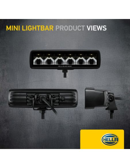 Barra LED retangular de longo alcance Black Magic Cube 6,2" 12V/24V 1.600Lm 1 Unds. Deutsch Hella 1FB 358 176-211 | LeonLeds