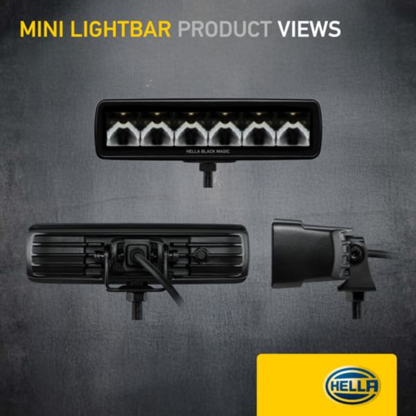 Barra LED rectangulaire à longue portée Black Magic Cube 6,2" 12V/24V 1 600 lm 1 unité Deutsch Hella 1FB 358 176-211 | LeonLeds