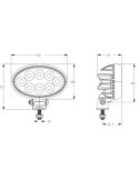 Medidas Faro de Trabajo LED Ovalado 56W 5320lm IP69K Conector Deutsch soporte lateral o inferior