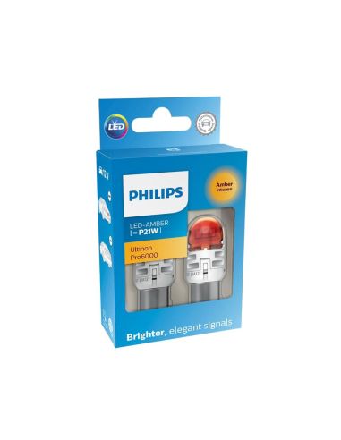 Bombilla LED Intermitente P21W Ámbar 12V Philips Ultinon Pro6000 Pack 2 | LeonLeds