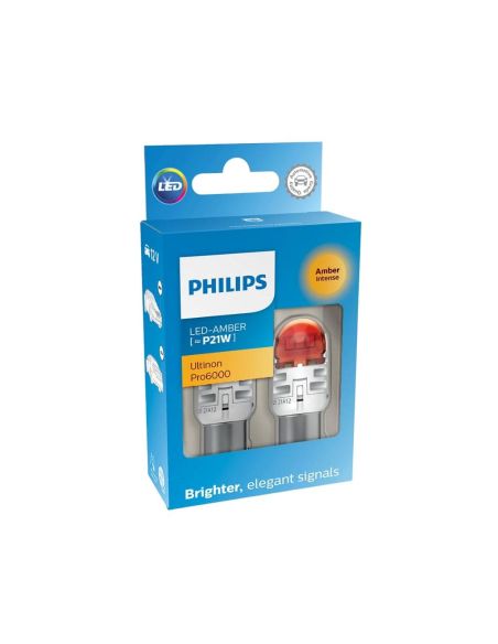 Ampoules LED clignotantes Philips Ultinon Pro6000 P21W Ambre 12V, lot de 2 | LeonLeds