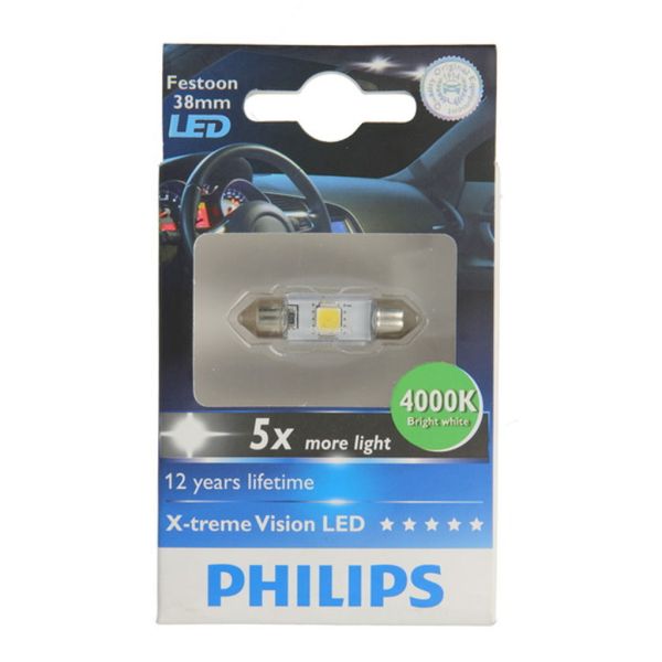 Bombilla LED PHILIPS FESTOON -38mm- 4000K X-treme Vision LED 12V