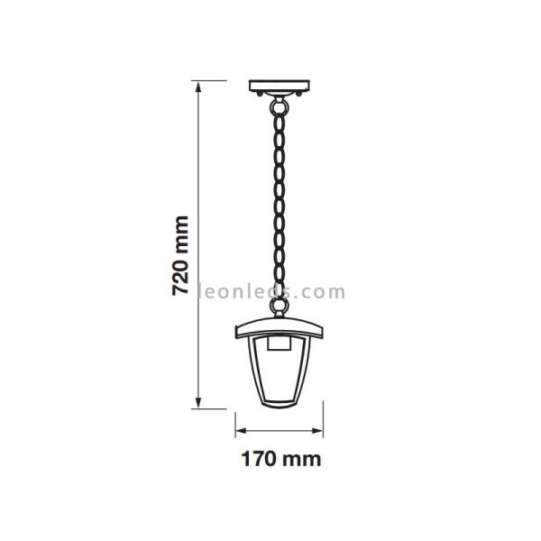 Medidas Candeeiro de exterior com casquilho E27 da Vtac ao melhor preço | Leon Iluminação LED