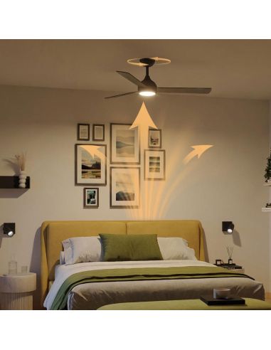 Ventilateur de plafond LED VELYX 132 cm Noir/Bois foncé 56 W 2500 lm CCT Intensité variable Télécommande IP20