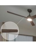 Ventilador de techo LED VELYX 132cm negro/madera oscura 56W 2500lm CCT regulable mando IP20