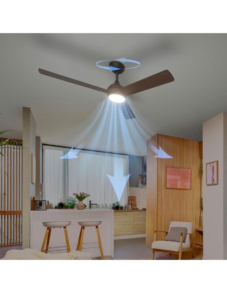 Ventilador de techo LED VELYX 132cm negro/madera oscura 56W 2500lm CCT regulable mando IP20