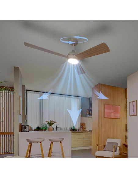 "Lâminas reversíveis VELYX 132cm branco/madeira clara 56W 2500lm CCT ajustável