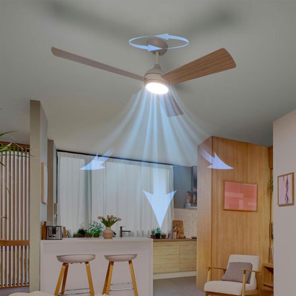 VELYX à pales réversibles 132 cm blanc/bois clair 56 W 2500 lm CCT dimmable