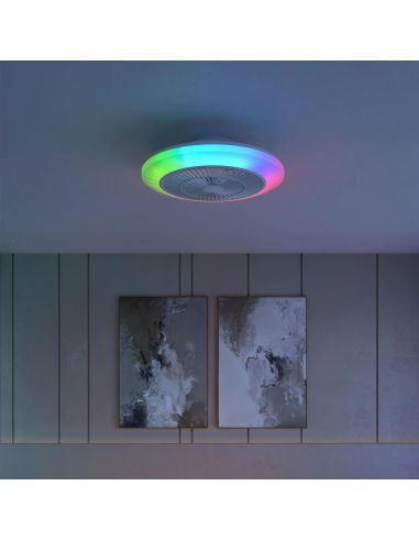 Plafón ventilador LED de techo AMIGO RGB 50cm 40W+20W CCT regulable + RGB mando IP20