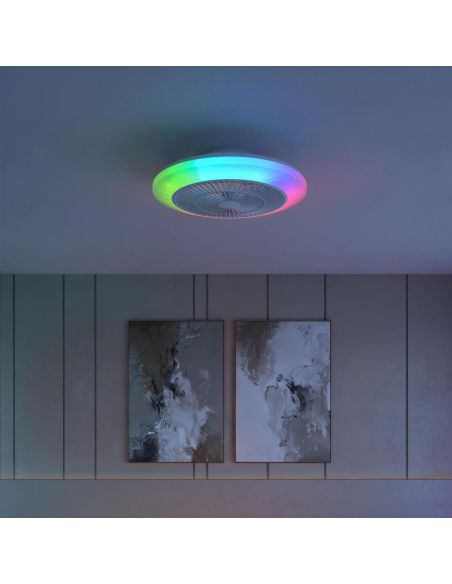 Plafón ventilador LED de techo AMIGO RGB 50cm 40W+20W CCT regulable + RGB mando IP20
