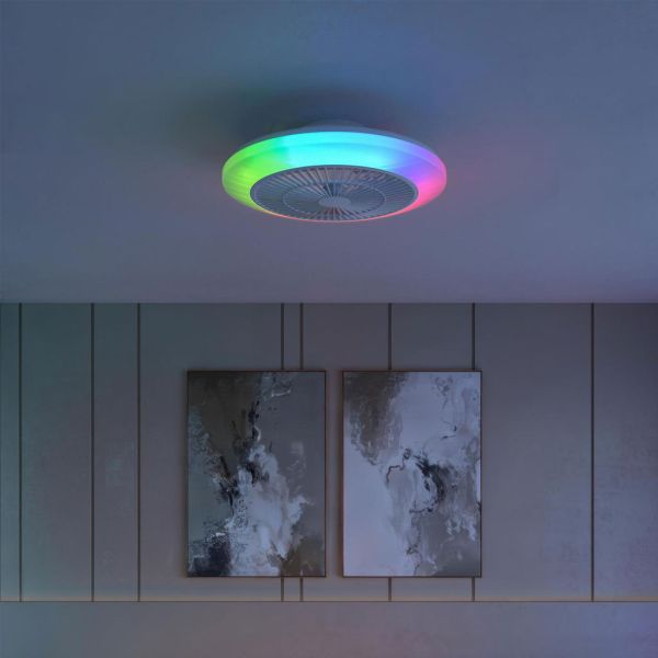 Plafón ventilador LED de techo AMIGO RGB 50cm 40W+20W CCT regulable + RGB mando IP20