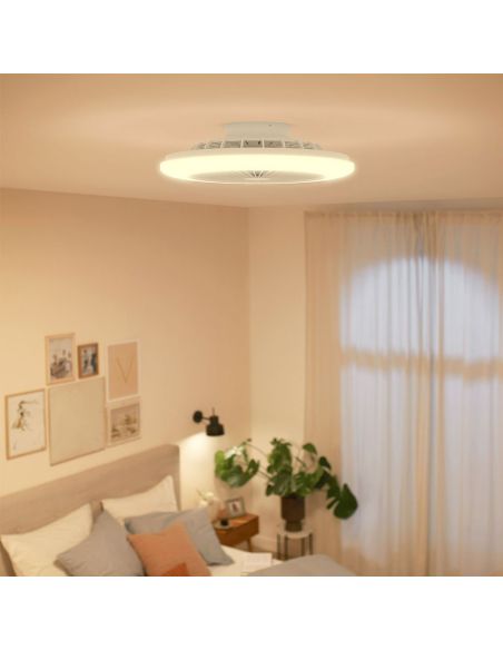 Plafón ventilador LED AMIGO Cielo Estrellado 49cm 42W+20W 4400lm CCT regulable mando IP20