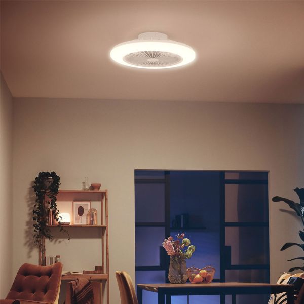 Plafón ventilador LED AMIGO Cielo Estrellado 49cm 42W+20W 4400lm CCT regulable mando IP20