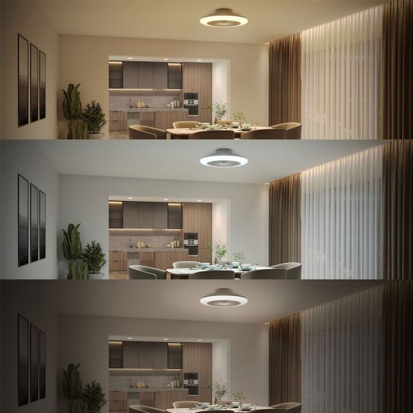 Plafón ventilador LED AMIGO Cielo Estrellado 49cm 42W+20W 4400lm CCT regulable mando IP20