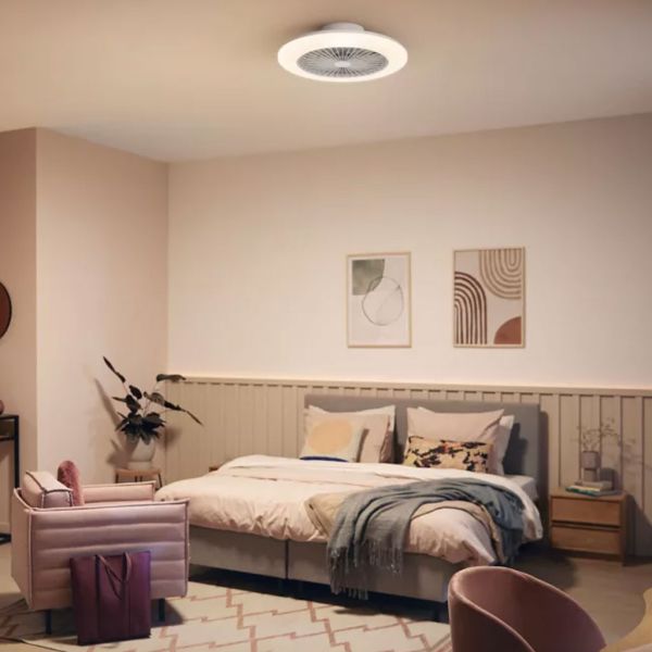Plafón Ventilador LED AMIGO Cielo Estrellado 57cm 25W+60W 6500lm CCT regulable mando IP20