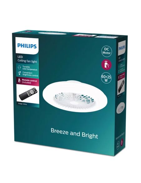 Plafón Ventilador LED AMIGO Cielo Estrellado 57cm 25W+60W 6500lm CCT regulable mando IP20