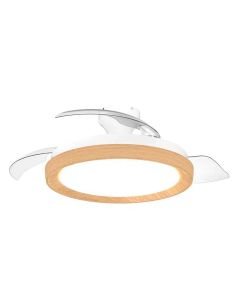 Ventilador de techo LED BLISS madera 28W+35W 4500lm CCT regulable DC mando IP20 Ø106cm