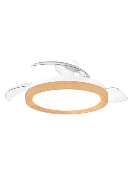 Ventilador de techo LED BLISS madera 28W+35W 4500lm CCT regulable DC mando IP20 Ø106cm