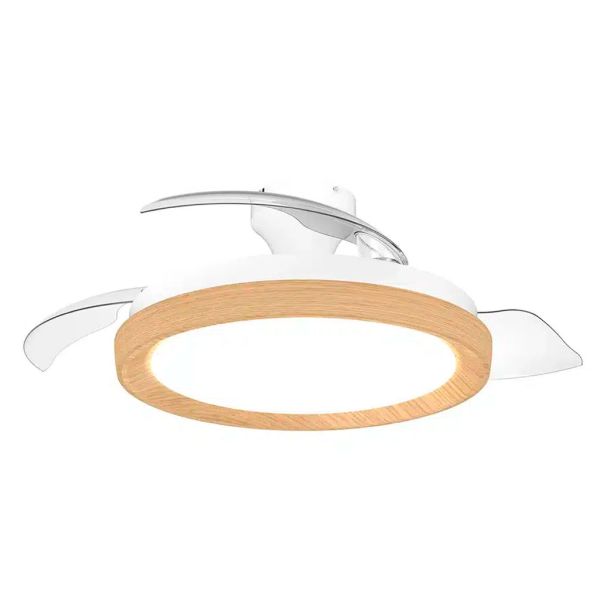 Ventilateur finition bois, 28 W + 35 W, 4 500 lm, température de couleur réglable, intensité variable, télécommande CC, IP20, Ø 