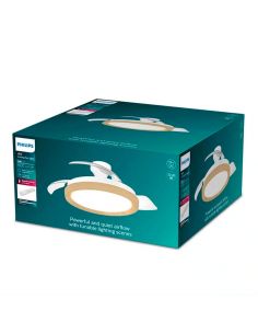 Ventilateur finition bois, 28 W + 35 W, 4 500 lm, température de couleur réglable, intensité variable, télécommande CC, IP20, Ø  2