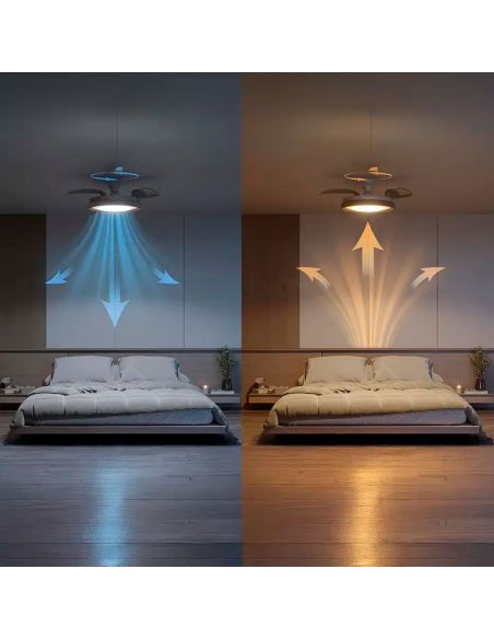 Ventilador de techo LED BLISS madera 28W+35W 4500lm CCT regulable DC mando IP20 Ø106cm